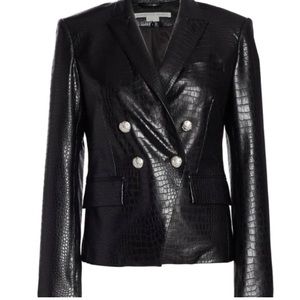 $898 Veronica Beard Gail Dickey Jacket Faux Black Croc Leather Blazer stunning M